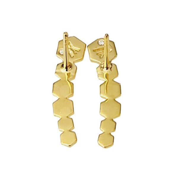 Via Saviene Sixtine Hexagon Ear Crawler Stud Earrings - Picture 3 of 7